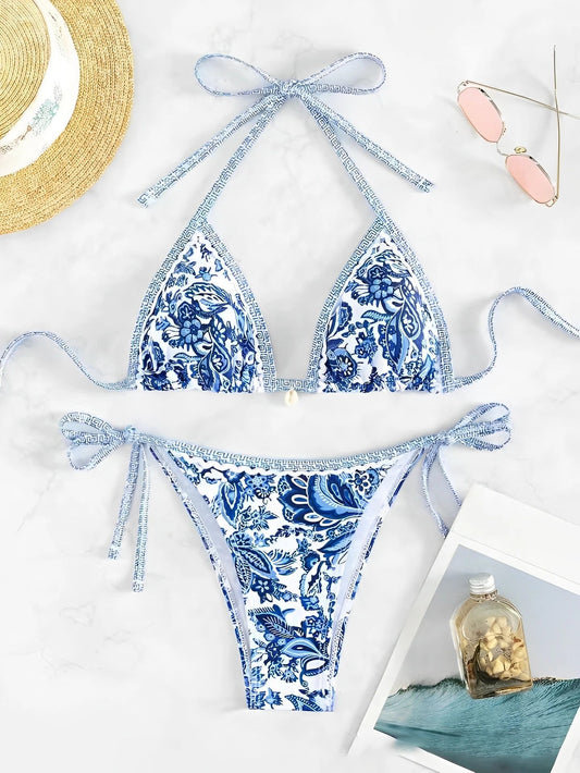 2024 Halter String Triangle Two Piece Bikini Women Swimwear Female - Bikinis.ca